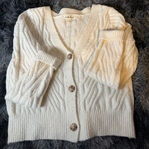Derek Heart Cream Button-Up Cardigan Women Youth size 11 cozy
